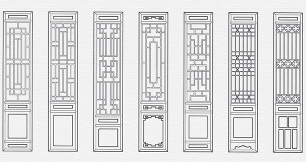 青神常用中式仿古花窗图案隔断设计图