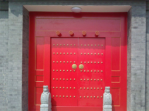 青神中国传统四合院系列朱红色中式木制大门木作